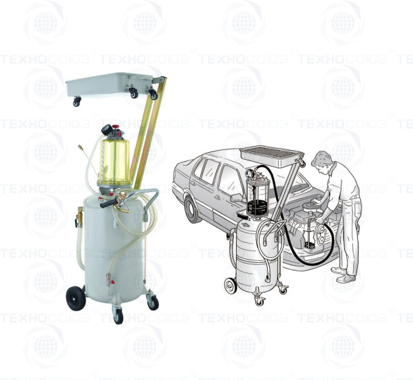 Установка для слива масла, с предкамерой, комбинированная 90л, TS667090