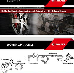RT-5218 Пневмотрещетка короткая квадрат 1/4", 27Нм